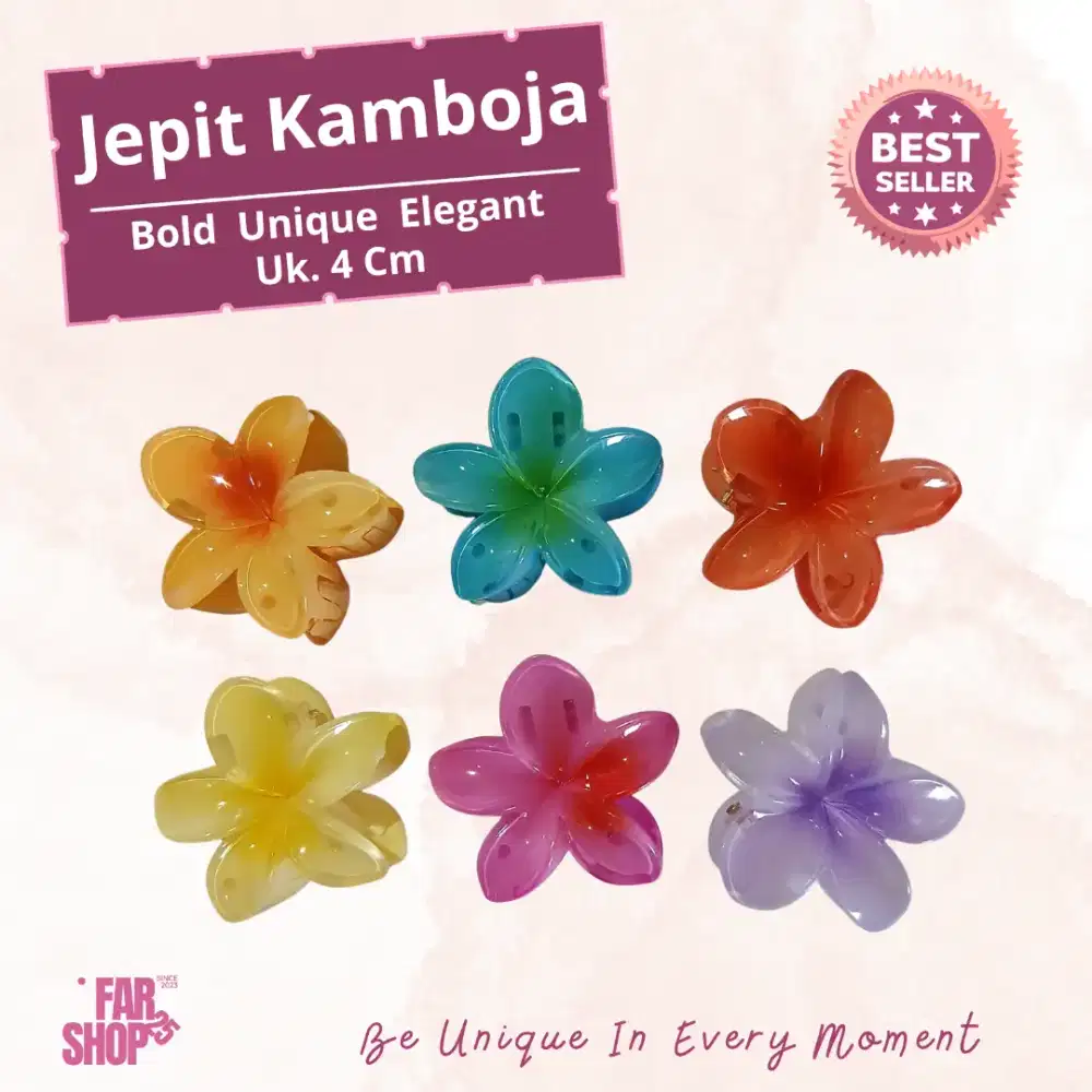 Jepit rambut kamboja 4 cm warna warni gradasi anak dan dewasa