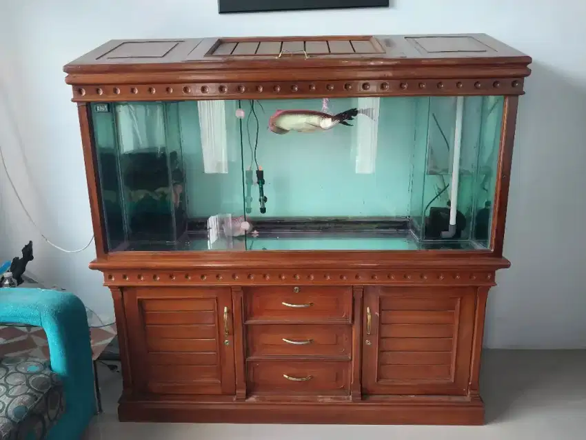 Aquarium uk 150x70x60 Tebal 10 mili fulset lemari jati