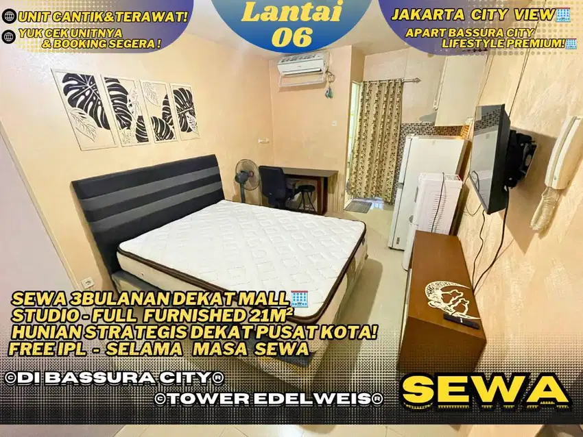 Sewa 3Bulanan Siap Huni! Studio Full Furnished Dekat Mall Bassura City