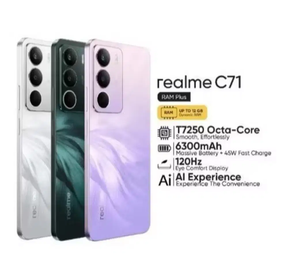 Promo Baru...Realme C71 6+12/128 Grs Resmi (White,Forest Green)