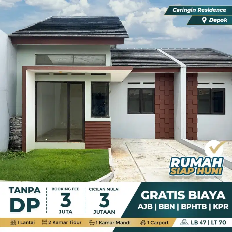 Rumah siap huni, akses 5mnt Tol sawangan. 15mnt st. depok