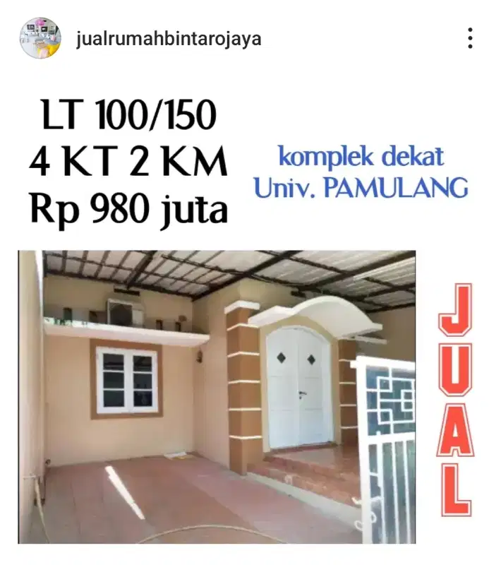 jual rumah murah dkt univ & alun² Pamulang direct pemilik langsung