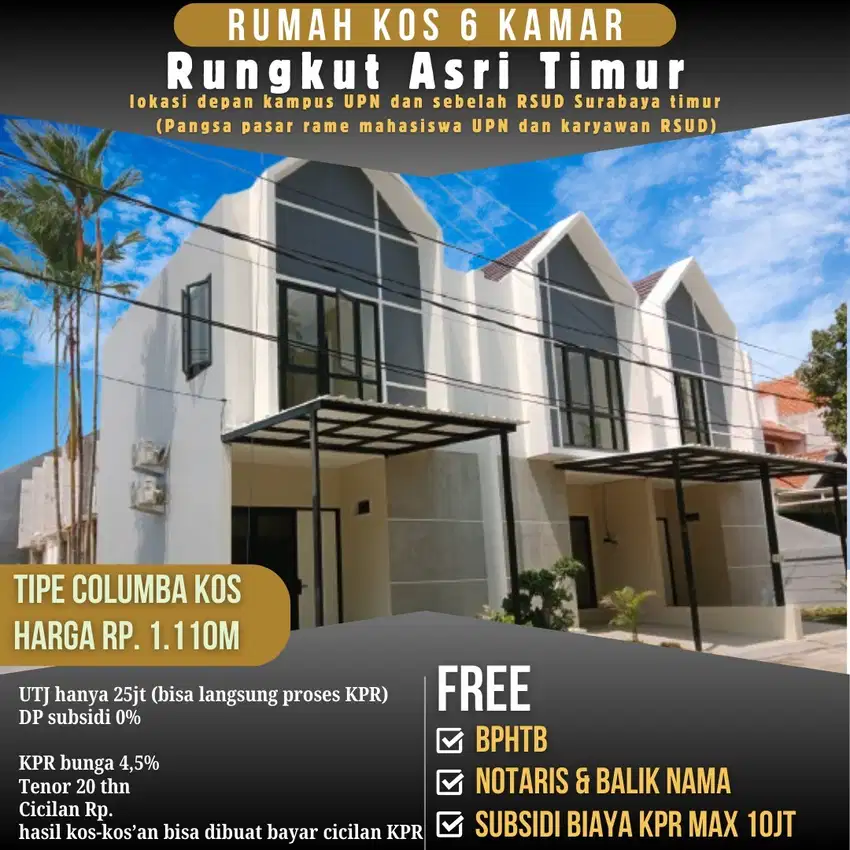 DIJUAL RUMAH KOS ONLY 1 M an
