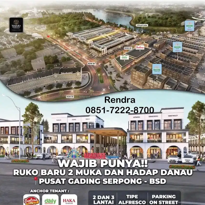 Dijual Ruko Baru Hadap Jalan Danau Di Pusat Komersil Gading Serpong