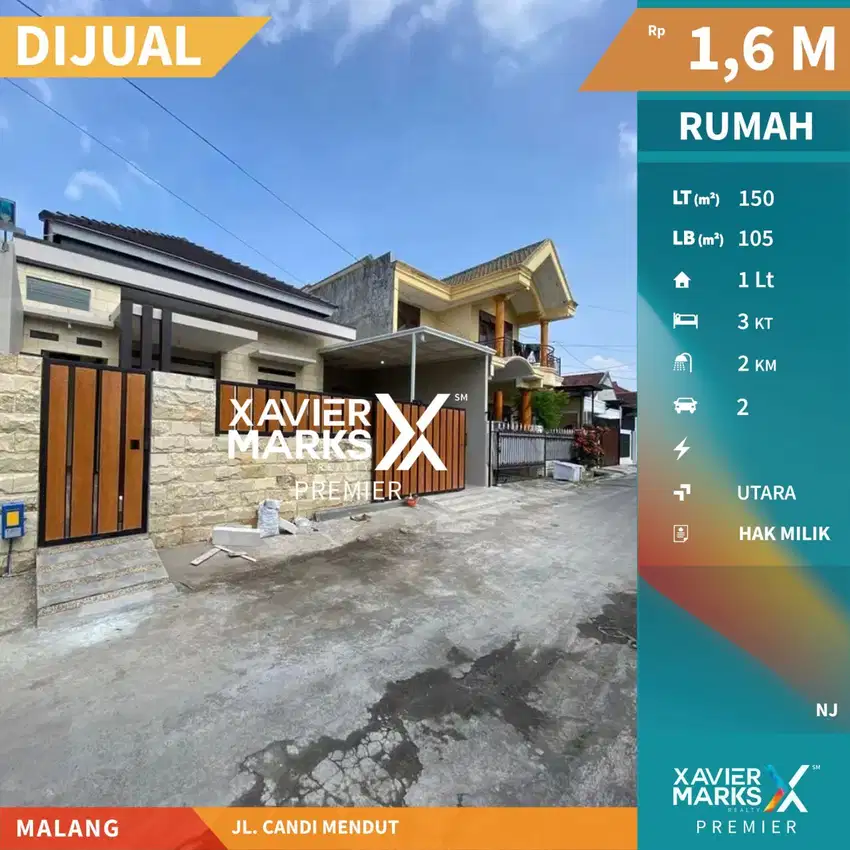 Dijual Rumah Baru Renov Bagus Dekat Kampus di Candi Mendut Malang
