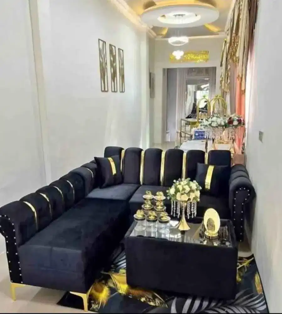 Sofa L list gold murah