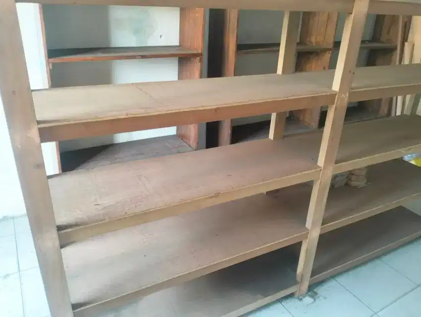 Jual Cepat Rak kayu panjang 5 susun ukuran 250 cm x 40 cm x 150 cm