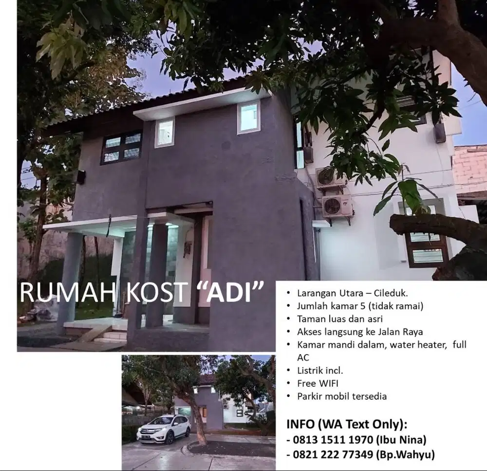 Kost Larangan Ciledug- Rumah Kost Adi_5 kamar, luas , tenang, nyaman