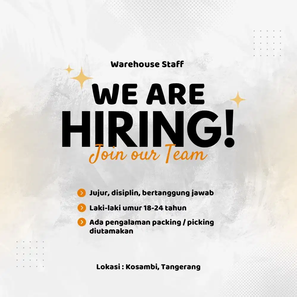 Dicari Staff Warehouse Olshop