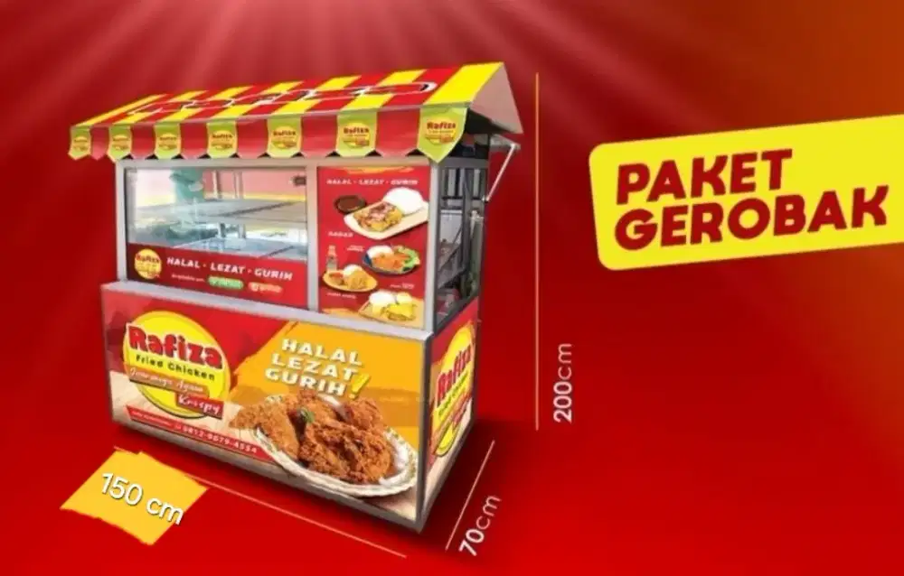 Dijual Gerobak & Perlengkapan usaha ayam crispy LENGKAP
