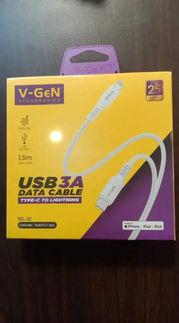 Kabel Data Type C to Lightning iPhone V-GeN VGL-02 MFI 3A 1,5 Meter