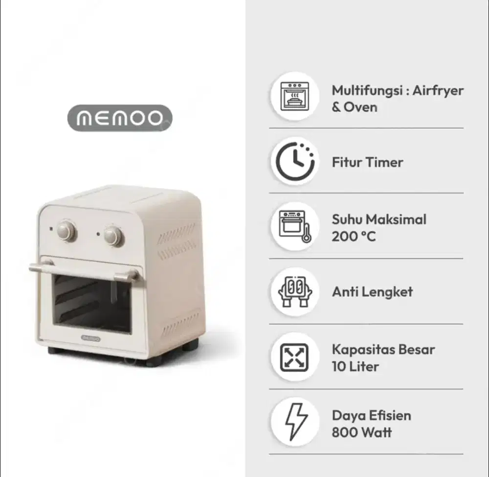 OVEN & AIR FRYER MEMOO 10 L baru beli Juni 2025