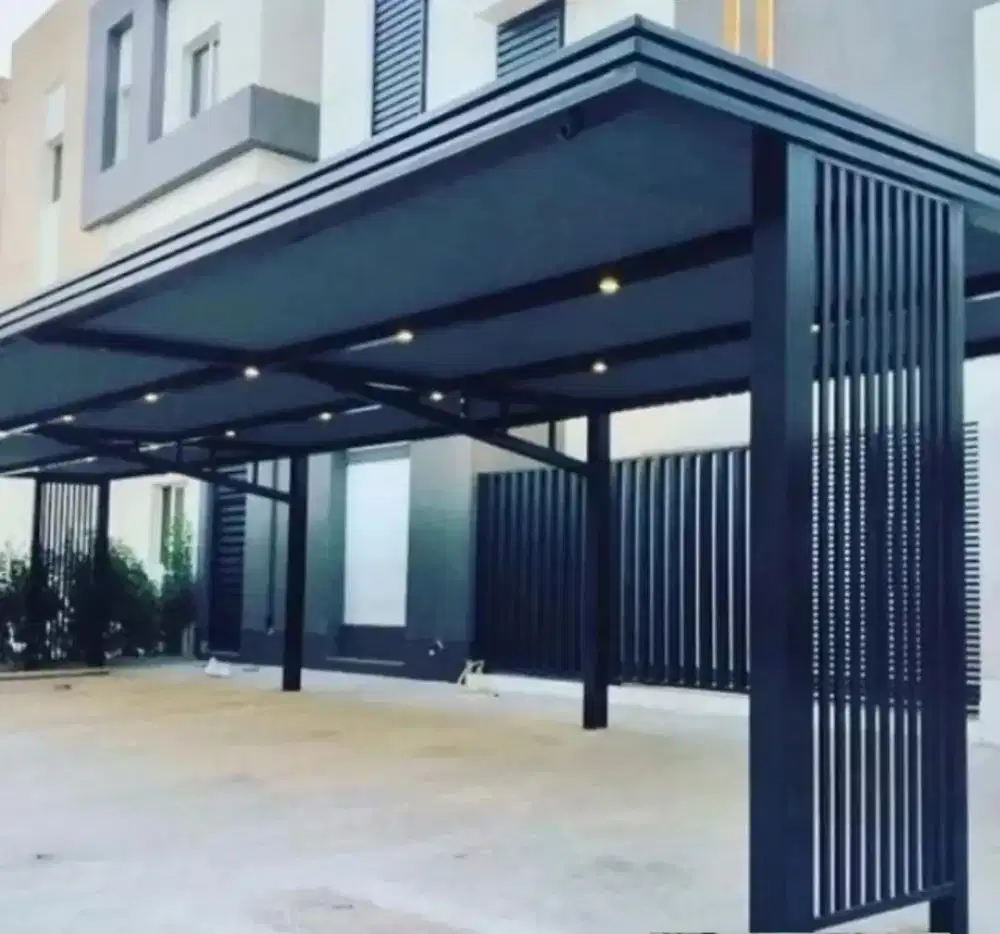 Kanopi atap solar flat besi Hollow galvanis