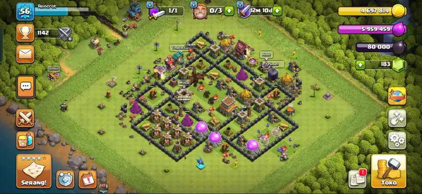 JUAL AKUN COC LEVEL 56 | TH 8 MAX DEFENSE | HERO LENGKAP | SIAP WAR