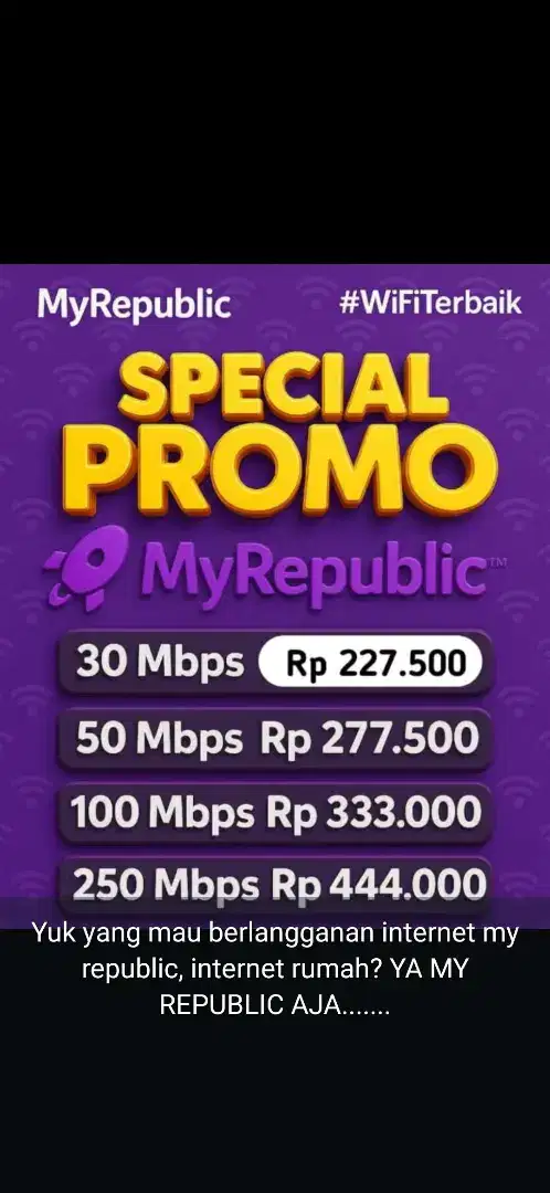 Promo pemasangan internet myrepublic