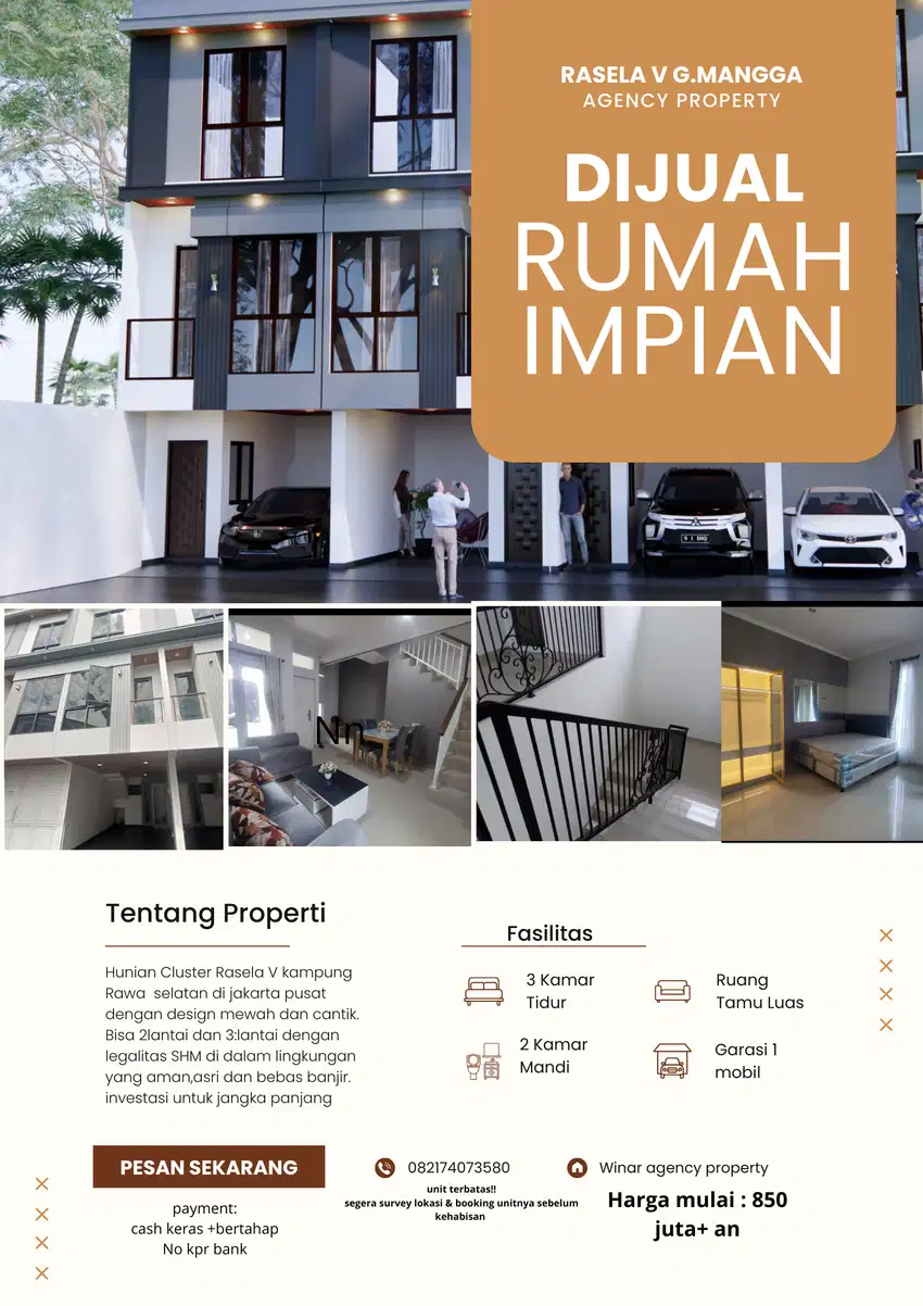 Rumah baru dan cantik akses mobil dekat puskesmas kampung rawa
