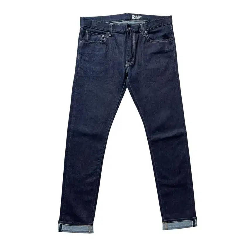 UNIQLO SELVEDGE DENIM SKINNY FIT TAPERED DARK INDIGO BLUE JEANS (34-35