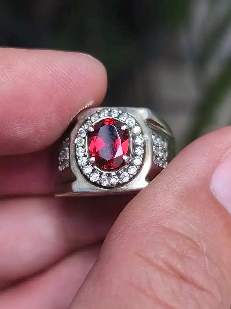 Cincin Batu rhodolite garnet 1.62 carat ring perak memo CGL
