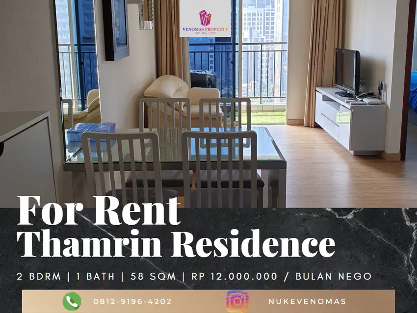 Disewakan Apartement Thamrin Residence 2 Bedrooms Full Furnished