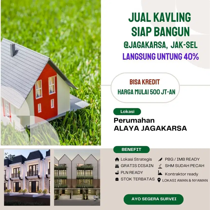 Jual Kavling siap bangun di Jaksel Profit 30%, bisa kredit 8 thn