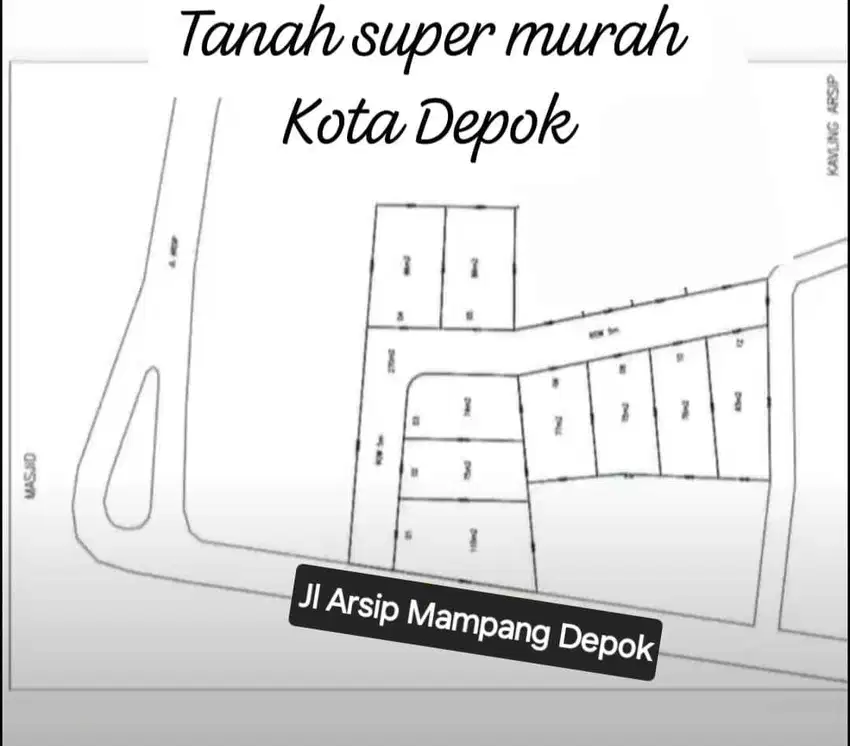 TANAH SUPER MURAH BONUS GUDANG DI JALAN ARSIP MAMPANG DEPOK