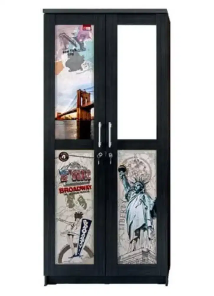 Lemari Pakaian 2 Pintu Kaca Luar Activ New York LP 202 Zalkova