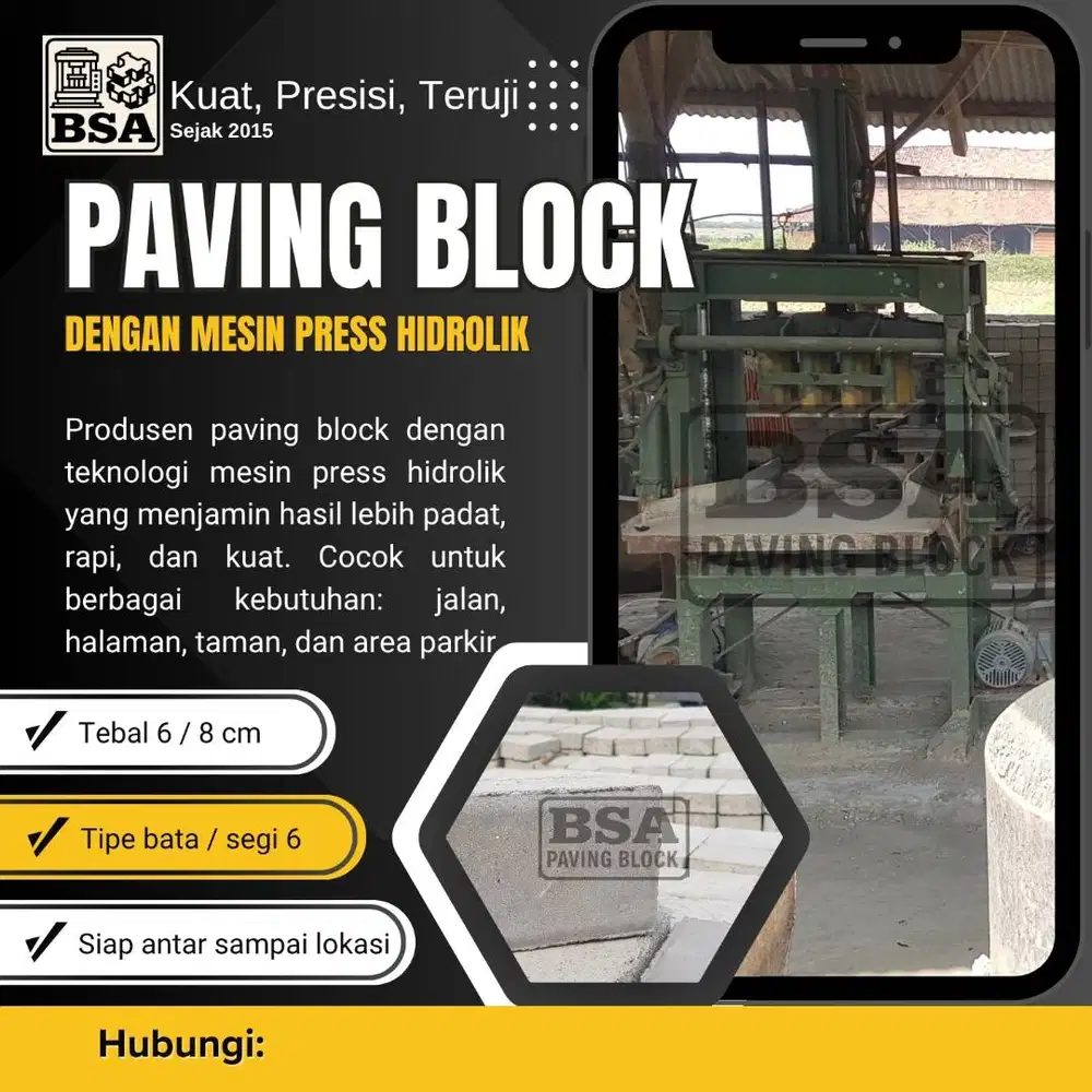 Paving Blok Press HIDROLIK K300 Paping Blok Tru Pave Bata Segi 6cm mur