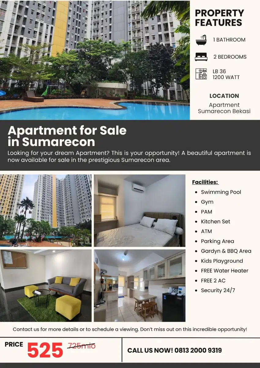 Dijual Cepat! Apartemen Mewah 500 Jutaan, Full Furnished!