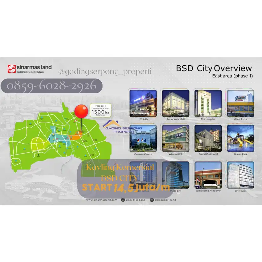 Seluas 6.000 Ha kavling di daerah BSD dijual segera chat sebelum habis