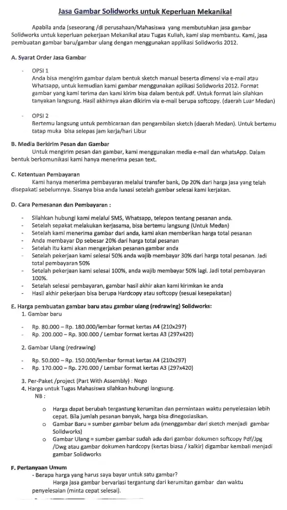 SolidWork Jasa Gambar dan Kursus