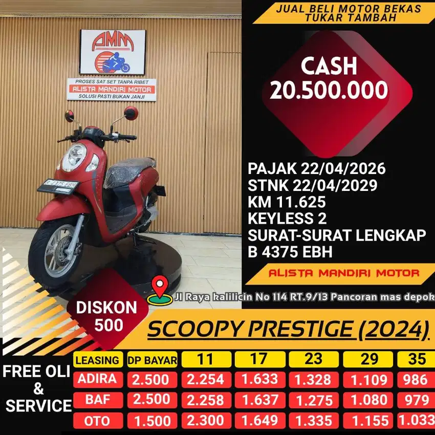 HONDA SCOOPY PRESTIGE TH 2024 PLAT DEPOK PAJAK ON CASH / KREDIT
