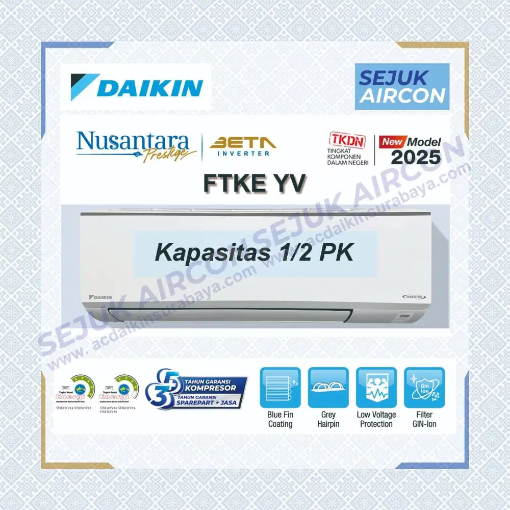 AC DAIKIN INVERTER 0,5 PK FTKE15YV14-MADE IN INDONESIA - unit only