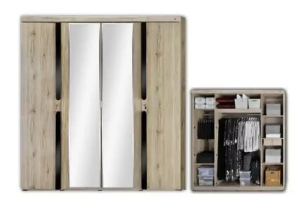 Lemari Pakaian 4 Pintu Activ Palazzo LP 401 Sanremo Oak Black Glossy