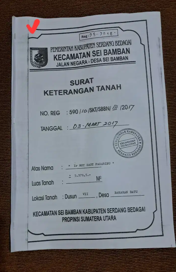 Tanah Pekarangan dan Persawahan
