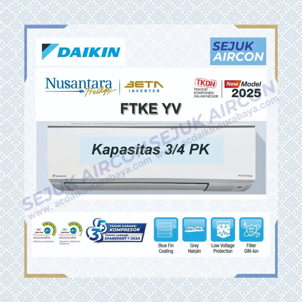 AC DAIKIN INVERTER 0,75 PK FTKE20YV14-MADE IN INDONESIA - unit only