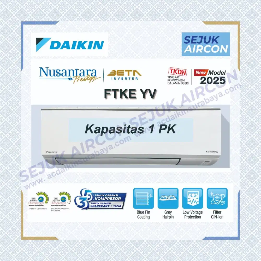 AC DAIKIN INVERTER 1 PK FTKE25YV14-MADE IN INDONESIA - unit only