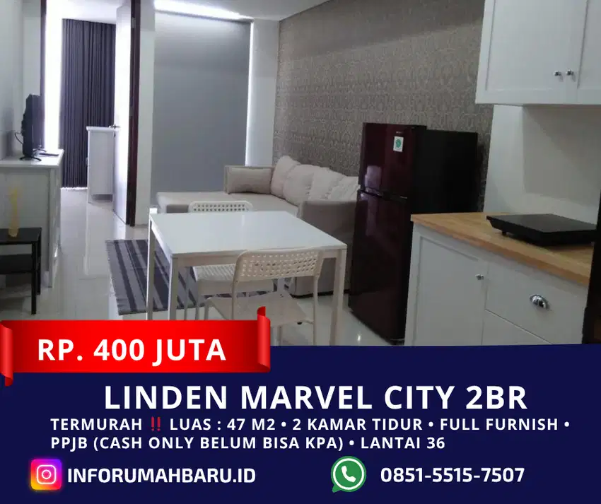 THE LINDEN TERMURAH ‼️ Apartemen 2BR Marvel City Ngagel Tengah Kota
