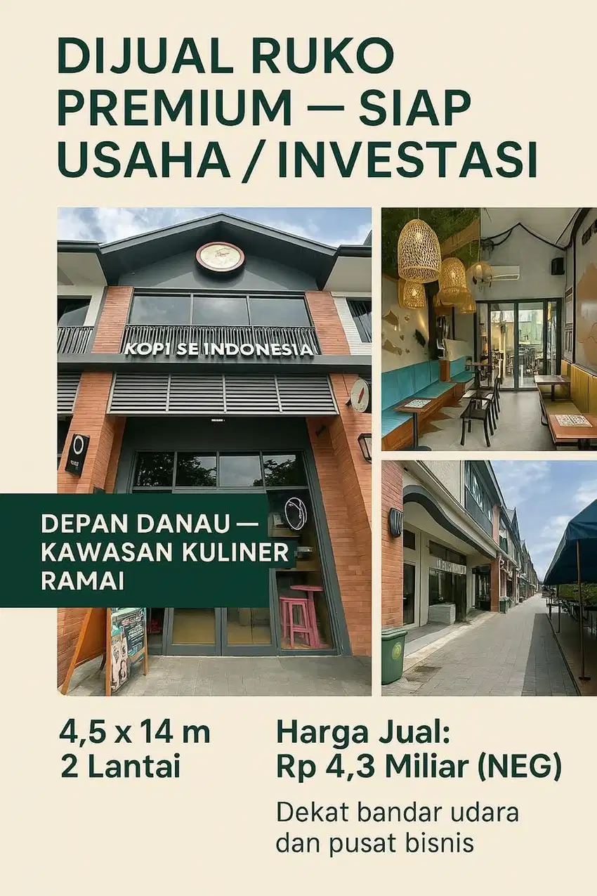 Jual Cepat Ruko Citra 8 Depan Danau 4,5x14 Sunset Avenue Ramai Kuliner