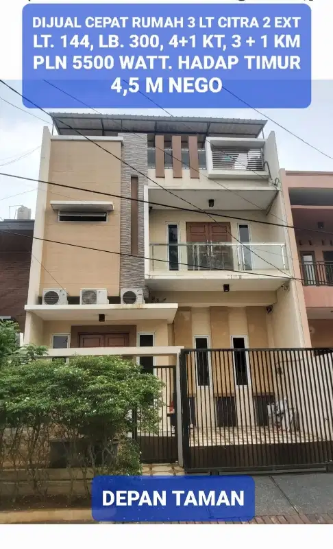 Rumah hdp timur, 8x18, 3 lt, di Citra Garden 2 ex