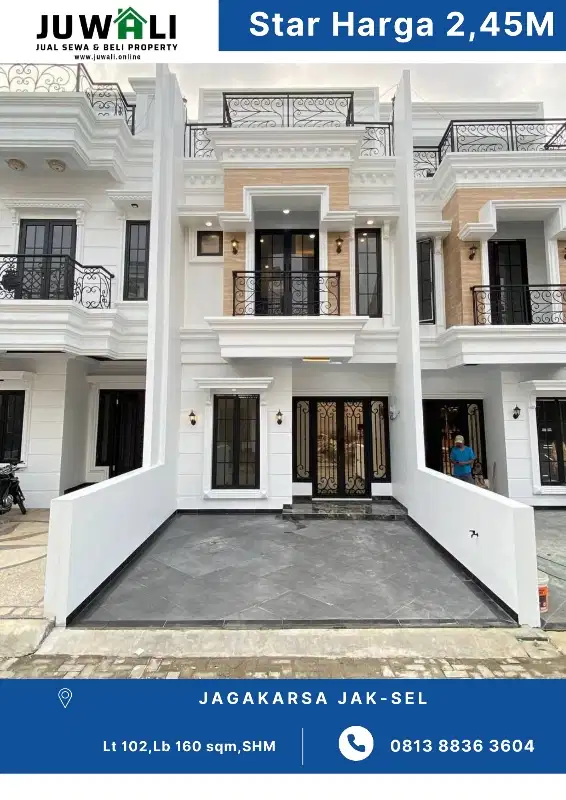 JUAL RUMAH MEWAH DESAIN AMERICAN CLASSIC DALAM TOWNHOUSE DI JAGAKARSA