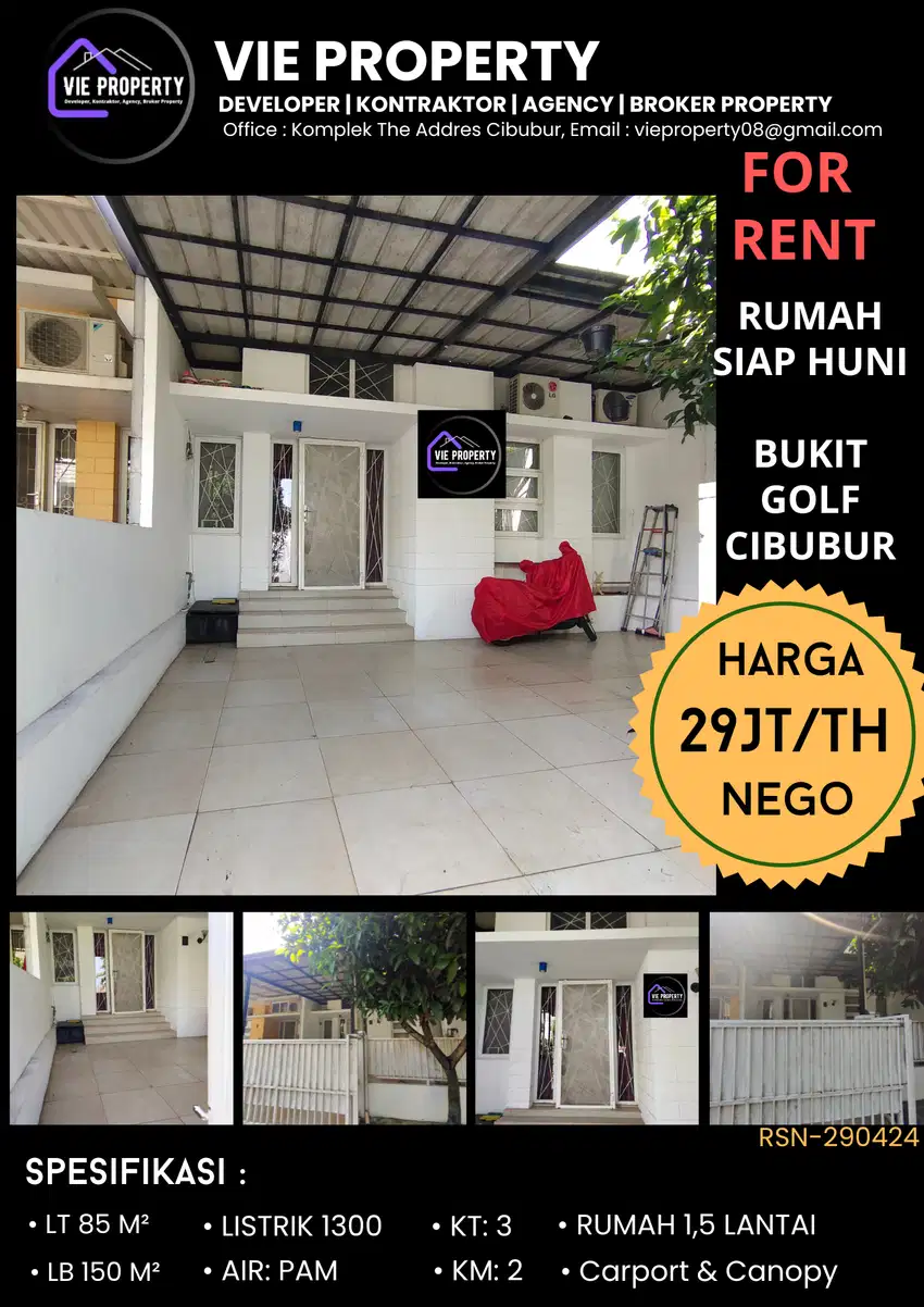HARGA MURAH! DISEWAKAN RUMAH RAPI SIAP HUNI DI BUKIT GOLF CIBUBUR