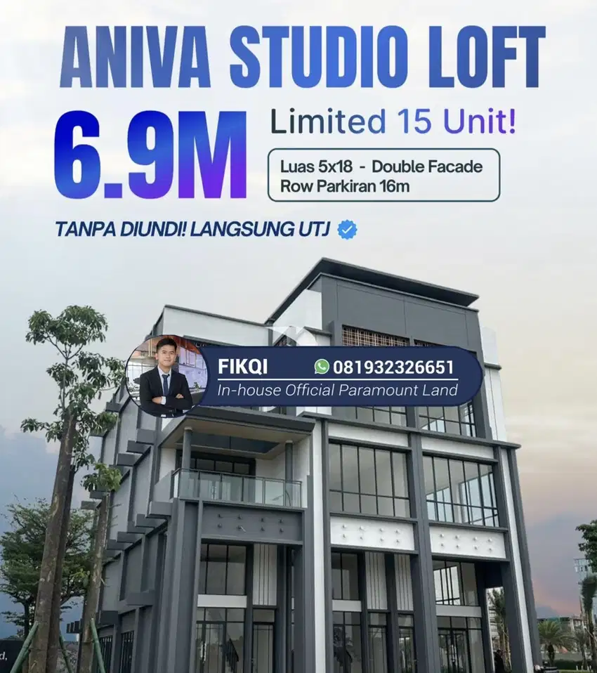 Ruko Aniva Studio Loft, 5x18 4 Lantai Jalan Utama Gading Serpong