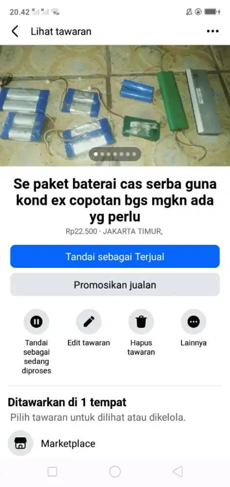 Se paket baterai cas utk mobilan ank dll kond bgs ex copotan cpt murah