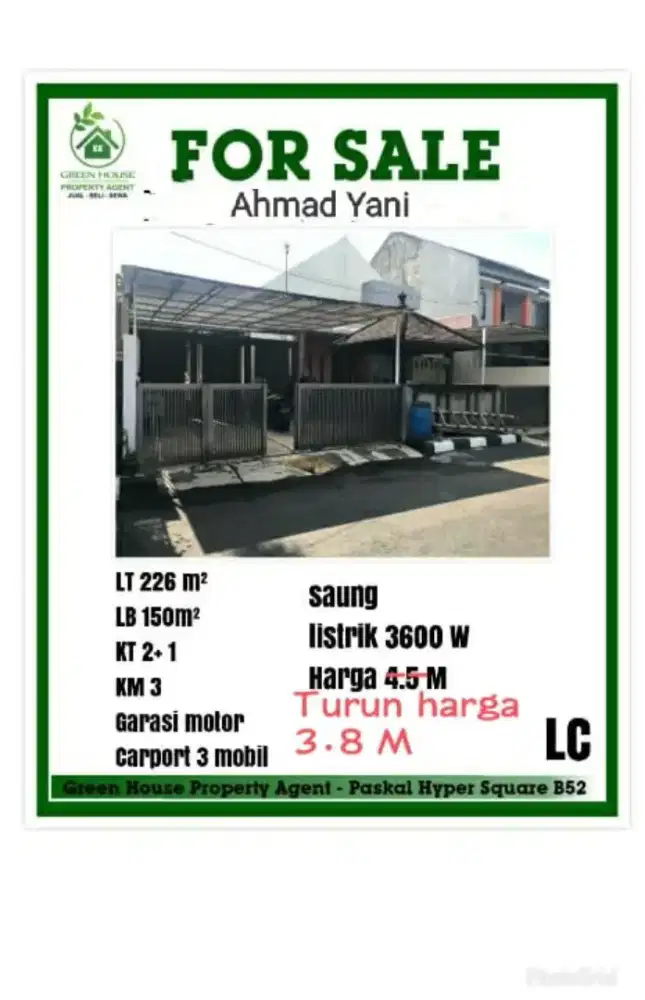 Jual Rumah Tinggal Komp Puri Tirta Kencana