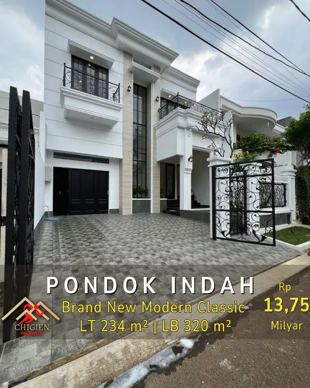 DIJUAL RUMAH DESIGN MODERN CLASSIC DI PONDOK INDAH JAKARTA SELATAN