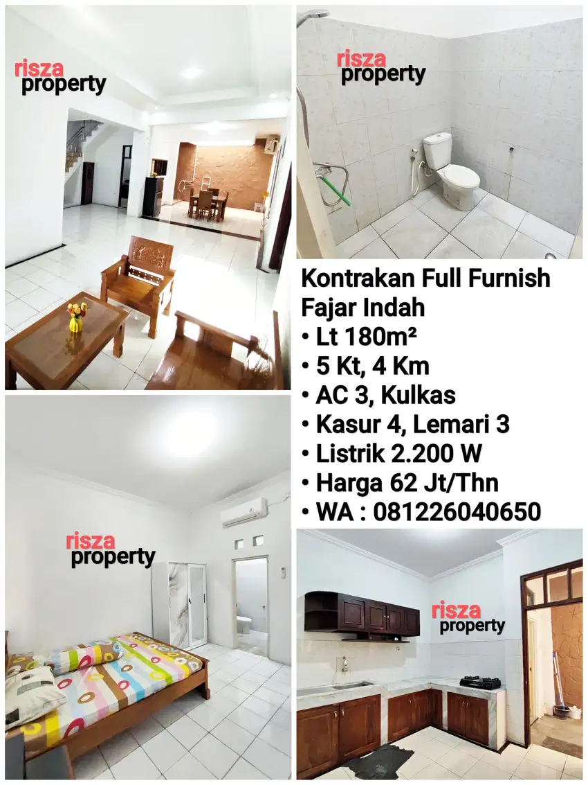 Sewa Rumah Full Furnish Area Fajar Indah Solo, Dekat Manahan, jajar