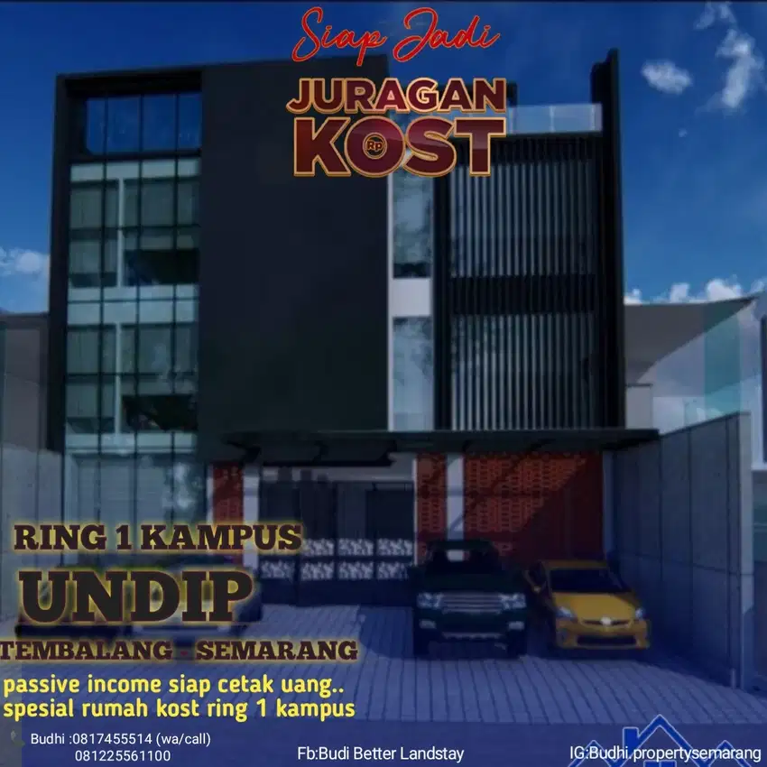 TERDEKAT,RIIL RING 1 KAMPUS UNDIP,KOST MODERN SHM,30 KAMAR ,3 LANTAI