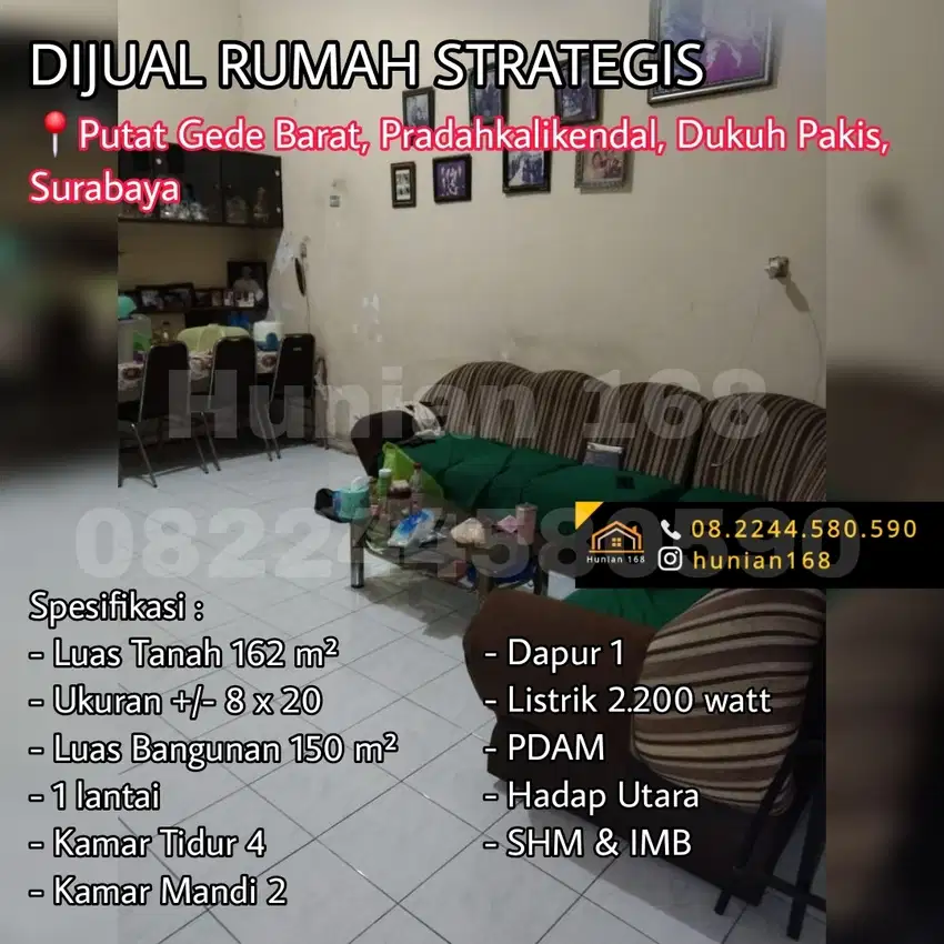 RUMAH Putat Gede Barat Pradah kalikendal Dukuh Pakis Surabaya Barat