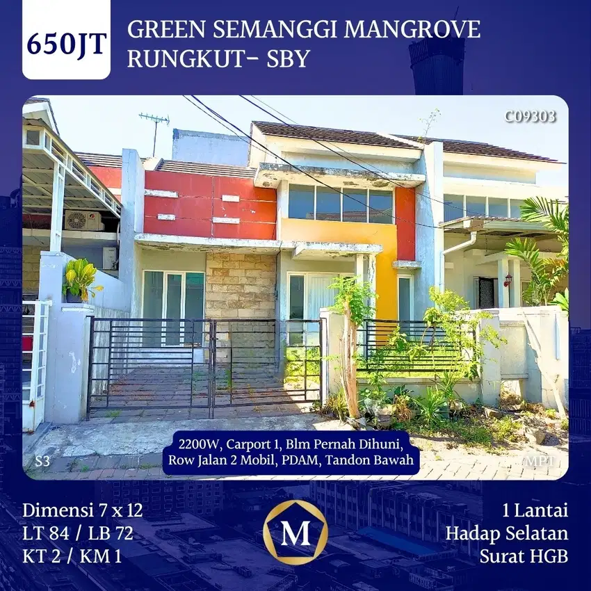 Rumah Green Semanggi Mangrove Rungkut Wonorejo dkt Stikom Semolowaru