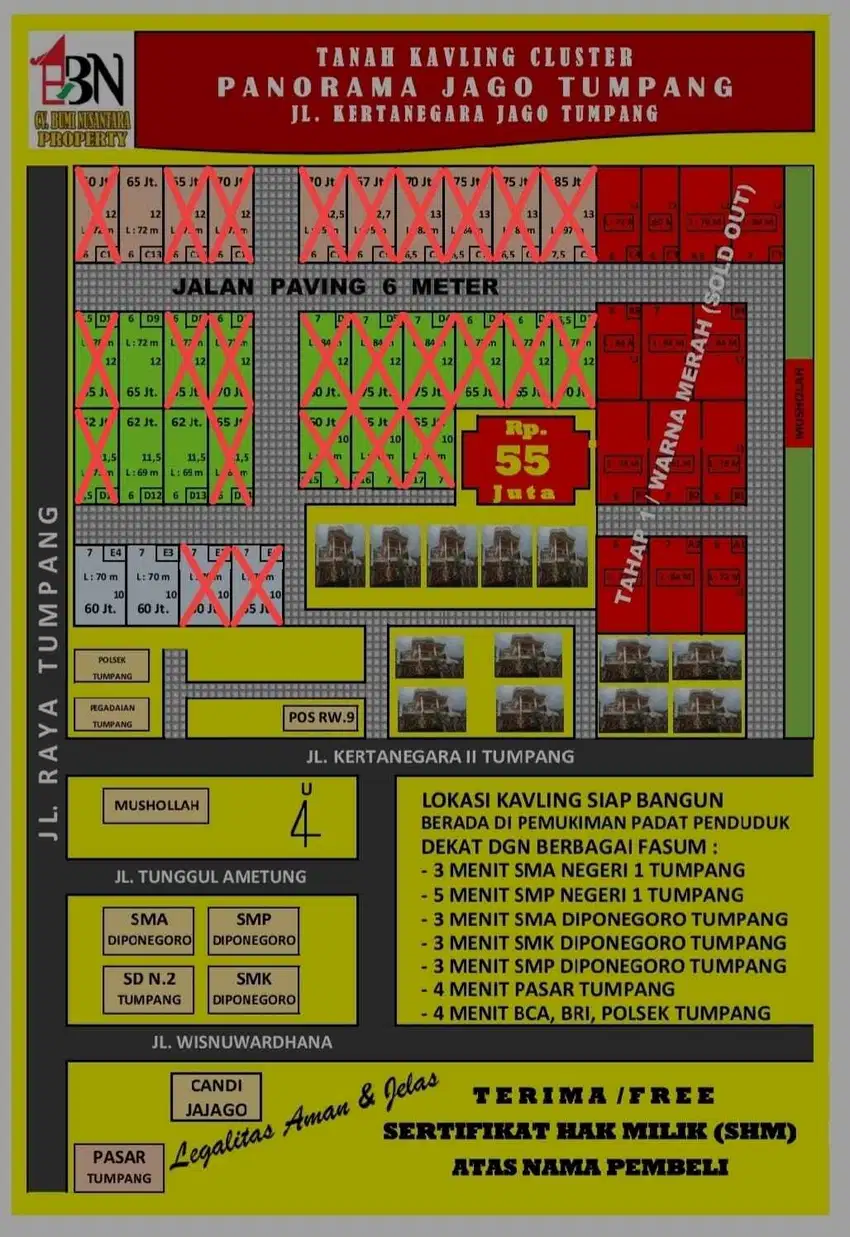 Promo Tanah Kavling Murah Tumpang Malang dekat Candi Jago Free SHM